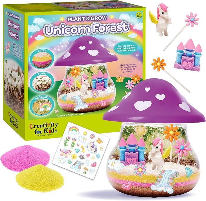 Creativity for Kids Plant and Grow Unicorn Forest: Terrarium Kit for Kids, Unicorn Toys and STEM Kits, Screen Free Summer Crafts & Arts and Crafts for Girls (Ages 6+)