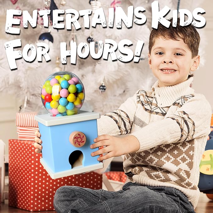 9.6" Wooden Gumball Machine For Kids Learning Color Sorting & Counting Toy | Toddler Preschool Learning Activities Toy for Kids Ages 3-5, Wood Preschool Learning Fine Motor Skills Game Toys