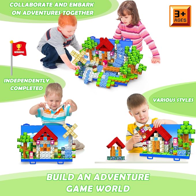 120PCS Magnetic Blocks, Forset Magnetic Building Blocks Tiles for Kids 3+ | 3D Forest Magnetic Cubes, Strong Sturdy Magnet Construction Set, Ideal Christmas Birthday Sensory Toy Gift for Kids 3 4 5-10