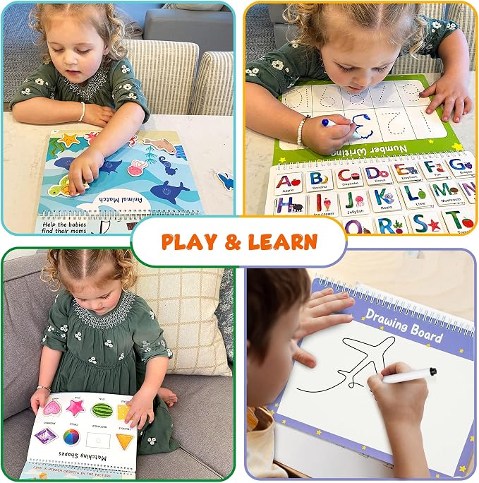 BenBen Busy Book for Toddlers 3-5, Pre-Assembled, 30 Pages, Airplane Toys | Preschool Learning Activities, Montessori Learning Toys, Educational Activity Book, Arts and Crafts for Kids, Birthday Gift