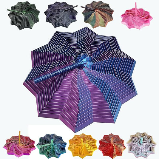 3D Printed Expanded Sensory Fidget Star - 2025 Sensory Fidget Star with Handle, Multi-Colored Whirling Spiral 3D Fidget Toy, Multiple Ways to Play for Adult Relieving Stress (Laser Purple,4.3in)