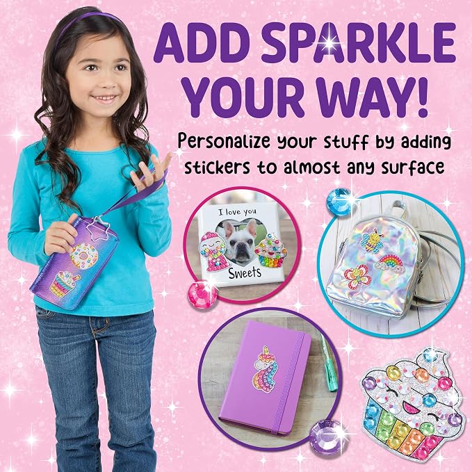 Creativity for Kids Big Gem Diamond Painting Stickers Mini Craft Kit: Create 8 Gem Art Stickers - DIY Kids Diamond Painting Kit, Unicorn Crafts for Girls, Screen Free Summer Activities (Ages 6+)