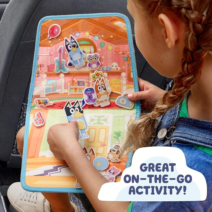 Bluey Felt Playhouse, Double-Sided Play Scene with Built-in Storage, 20 Felt Characters & Accessories, Travel-Friendly Bluey Toys, Road Trip Essentials, Toddler Activities, Fun Toys & Games
