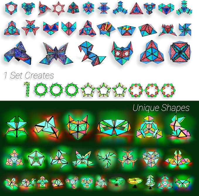 TOSY Magnet Pyramid Stone - 1 Cube Transforms into 1 Billion Shapes (Bunny, Egg Basket, Flowers, Heart…), 243 Rare Earth Magnets, Holographic Design, Puzzle/STEAM Toy, Easter Birthday Gift, 2-Pack
