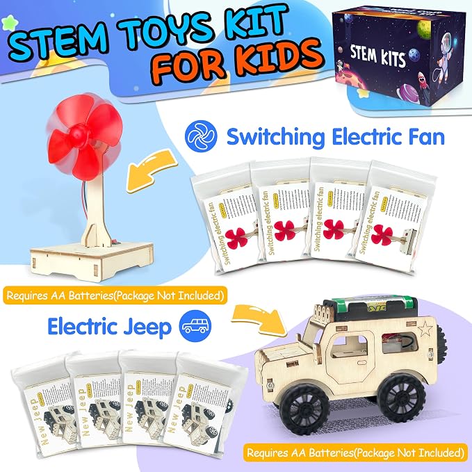 kortes 24Pack STEM Kits for Kids Classroom, Science Building Project Craft for Ages 8 9 10 11 12, 3D Wooden Model Kit, STEM Toys for Boys Girls Birthday Gifts Party Favors School Exchange Gifts