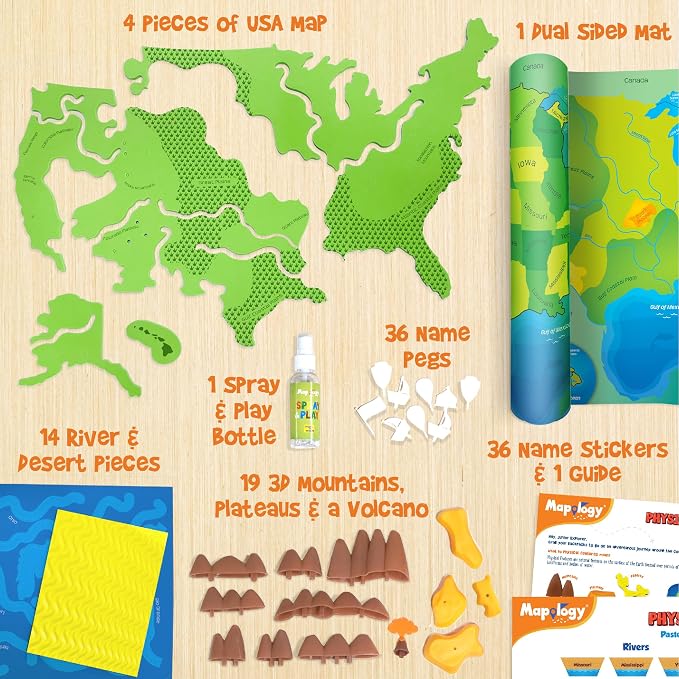 Imagimake Mapology Physical Features of USA, Geography Game for Kid Age 8+ | Educational 3D Jigsaw Puzzle, Learn Mountains, Rivers & Volcanoes, Back to School Gift for Boys & Girls Ages 8-12 Years Old