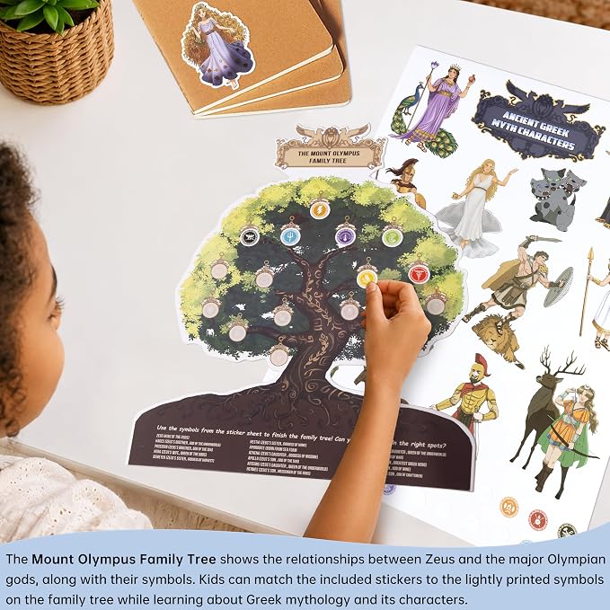 Greek Myths DIY Craft Kit for Kids Ages 5–10, Articulated Paper Puppets to Color, Build & Play, Bring Ancient Legends to Life, Fun Educational Gift (Nighttime Magic)