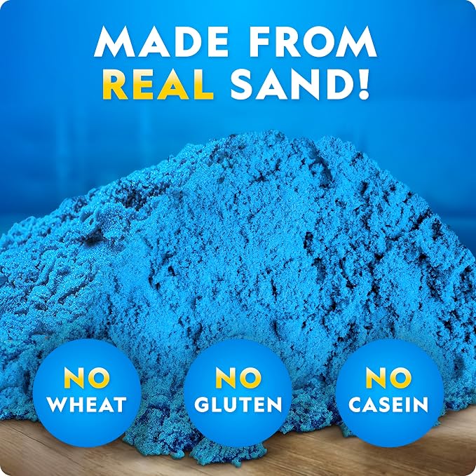 National Geographic Moon Sand 24 Lb. Bulk Play Set with 6 Castle Molds | Blue Color, 24 Lbs. of Moldable Play Sand, 6 Castle Molds, No-Mess Sensory Activity, Sensory Bin Filler, Creative Building