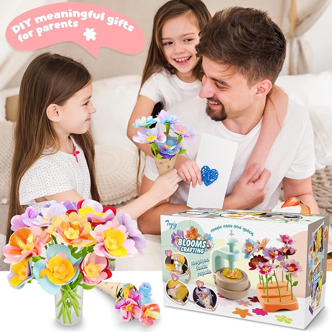 DIY Fabric Flower Bouquet Craft Kit, Educational Toy Gift Girls Toddlers 4+ | Flowers Market Toy for Kids, Build Your Flower Bouquet, Arts & Crafts for 4+ Year Toddler Girl