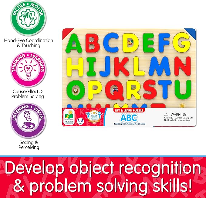 The Learning Journey: Lift & Learn ABC Puzzle - Alphabet Puzzles for Toddlers - Preschool Games & Activities for Children Ages 3-6 Years (26 Pieces)