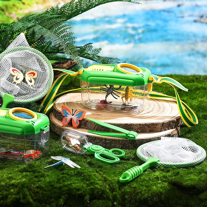 Halloscume 4 Sets Bug Catcher for Kids Insect Catching Kit, Green