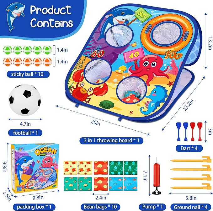 Animal Bean Bag Toss Game Toy Outdoor Toss Game | Family Party Party Supplies for Kids, Gift for Boys Birthday or Christmas for Toddlers Ages 3 4 5 6 Year Old