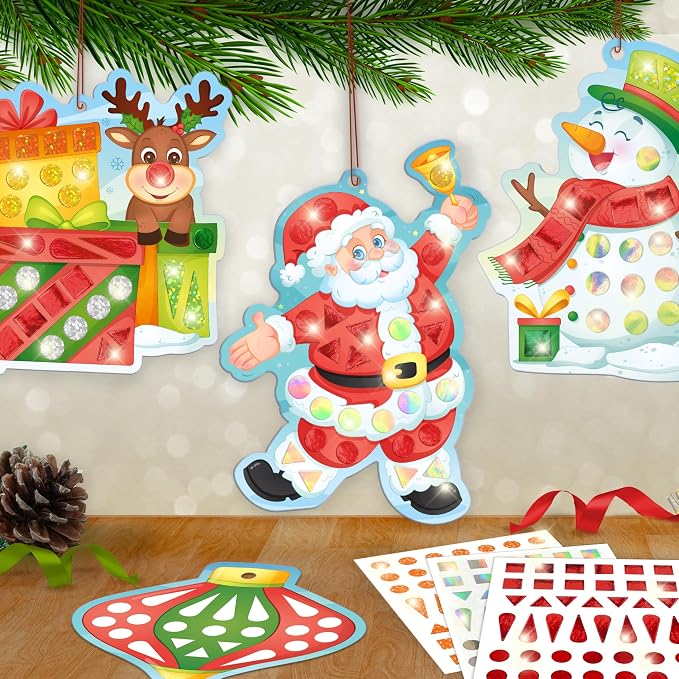 Imagimake Mirror Mosaic - Christmas, 10 Templates, Foil Stickers | DIY Holiday Craft Activity for Kids, Screen-Free Creative Play, Christmas Gift for Girls & Boys Ages 3,4,5,6,7,8 Years Old