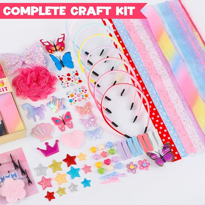yasest Headband Making Kit for Girls - 89pcs DIY Hair Accessories Arts & Crafts Set - 5 6 7 8 Year Old Girl Birthday Gift