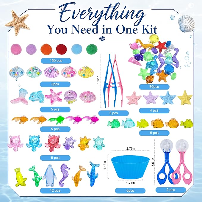 233PCS Ocean Sorting and Counting Materials Set, Summer Activity Set, Fine Motor Manipulatives for Classroom, Home & Travel Use（Ocean）