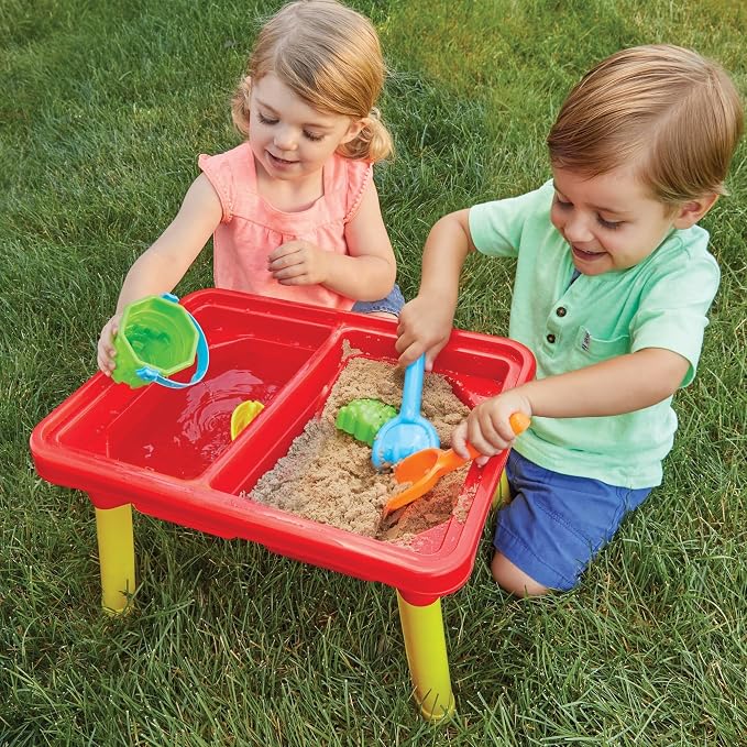 Kidoozie - Sand 'n Splash Activity Table | Scoop, pour and build at stand-up height - dual sensory bins with a cover for backyard mornings or playroom days, Ages 2+