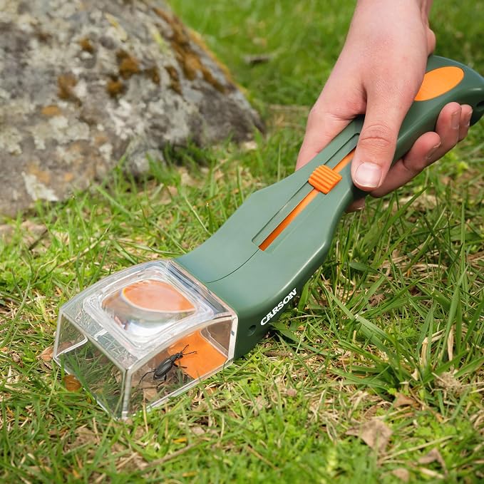 Carson BugView 5X Magnifying Glass Quick-Release Bug Catcher Indoor and Outdoor Tool for Kids or Adults (HU-10) | STEM Educational Toy for Kids and Adults - Portable Magnifying Glass Insect Trap (HU-10)