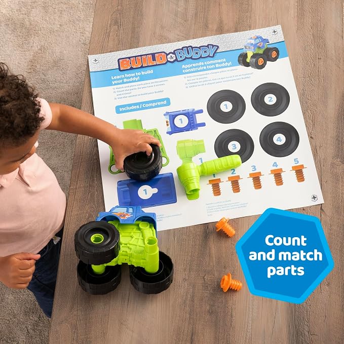Build-A-Buddy Monster Truck Toy - 2-in-1 Building Toys for Take Apart Play - Kids Building Sets - Construction Toys Ages 18 Months and Up