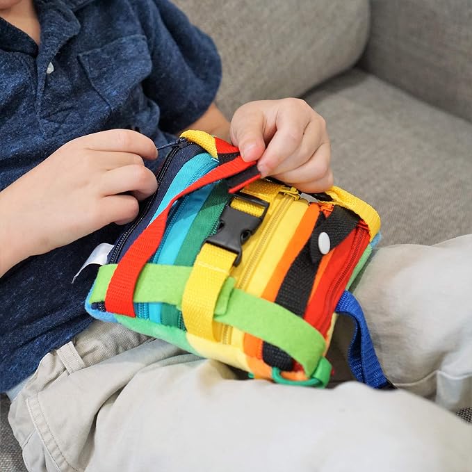 Buckle Pillow Fine Motor Sensory Toy, Latches and Zipper Plush