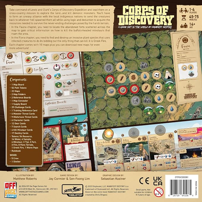 Corps of Discovery Cooperative Adventure Board Game | Unique Sliding-Map Exploration, Based on the Manifest Destiny Graphic Novel, 20 Maps Included, 1-4 Players, 45-75 Minutes