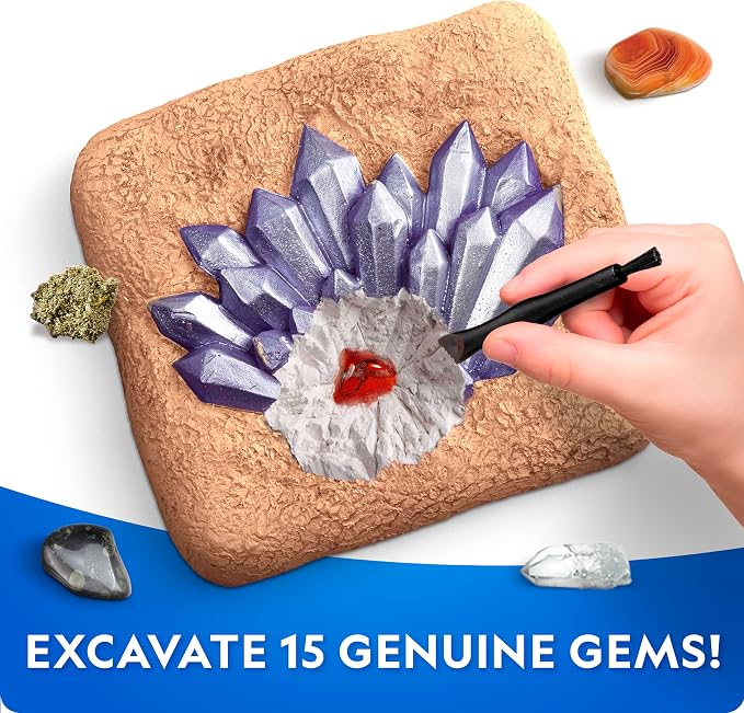 National Geographic Geology Kit with Crystals, Gem Dig, & Rock Collection | Rock Collection Box, Crystal Growing Activity, Gemstone Dig Kit, Real Specimens, Hands-On Earth Science, Birthday Gift