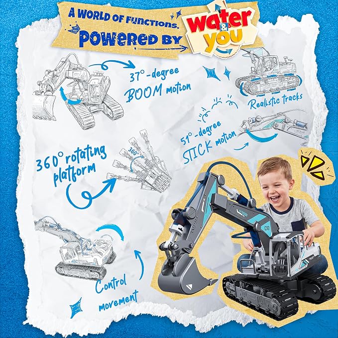 Hydraulic Excavator STEM Building Toy, 130 Pcs Engineering Kit for Kids 8+ | DIY Construction Kit, Hydraulic Robot Arm, No Battery Required, Mechanical Learning, Assembly Toy, STEM Engineering Activity