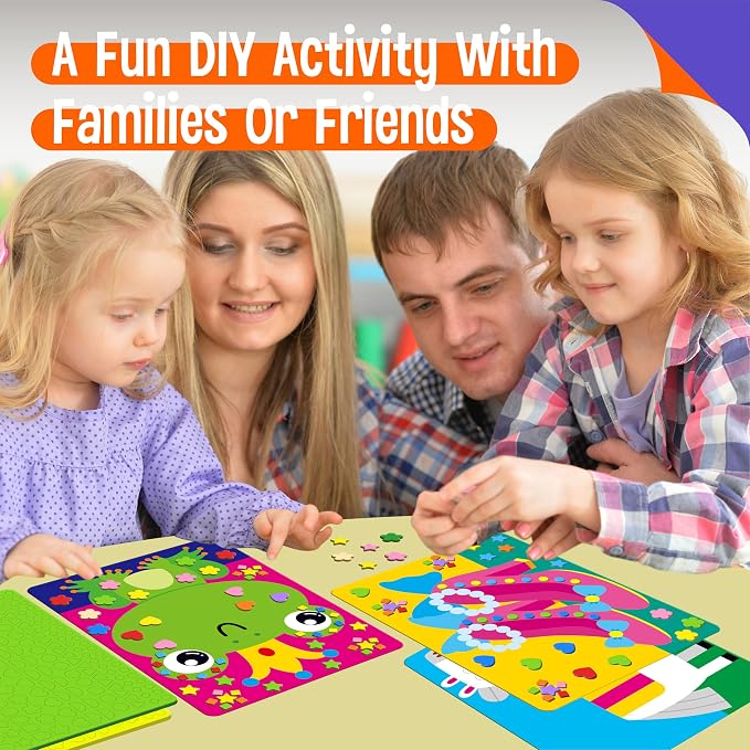 SpriteGru Foam Sticker Art Activity, 10 Princess & Castle Art Board with 1660 Foam Stickers in 10 Colors, Funny DIY Activity Creative Craft Kits Travel Game for Kids, Boys & Girls