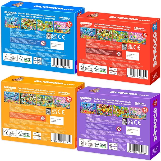 100 Piece Puzzles for Kids Ages 6-8 - 4 Jigsaw Kids Puzzles Ages 4-6 | Search and Find Ocean Forest Animals - Kids Puzzles Ages 5-8 - Learning Educational Game Toys for Children Ages 8-10