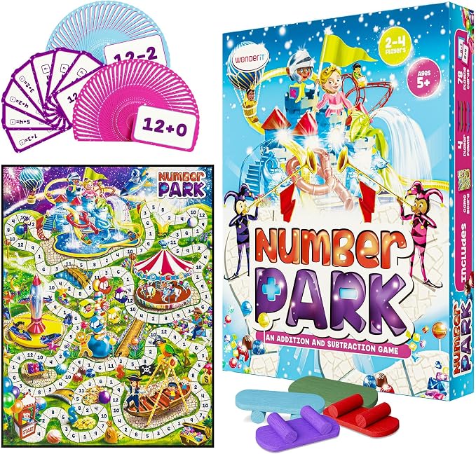 Number Park - Addition & Subtraction Math Board Game for Kids Ages 5-8 - Fun STEM Learning Game for Kindergarten, 1st & 2nd Grade, Homeschool & Classroom - 1-4 Players