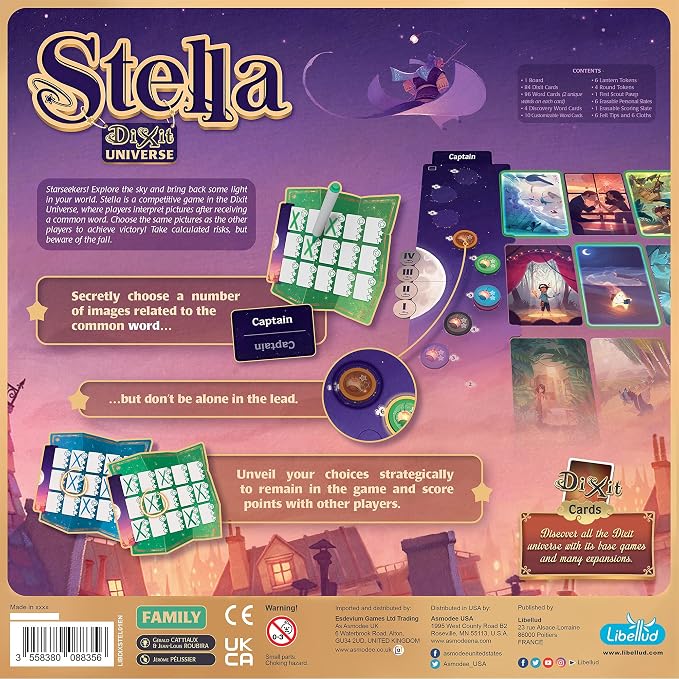 Asmodee Stella: Dixit Universe Board Game - Competitive Sky Exploration Image Association and Strategic Guessing, Fun Family Game for Kids and Adults, Ages 8+, 3-6 Players, 30 Min Playtime