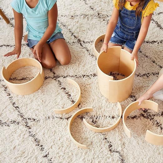 ECR4Kids Wooden Tunnels and Arches, Block Play, Natural, 10-Piece | Durable hardwood, GREENGUARD Gold Certified, 2 years +, 4 sizes, STEM learning & motor skill development, classroom/playroom