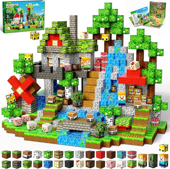 Magnetic Blocks, 150PCS Toys Building Cube Birthday Gifts for Kids | Magnetic Cubes, 0.8 inches Building Blocks, STEM Construction Toys Christmas Birthday Gifts for Kids Boys Girls