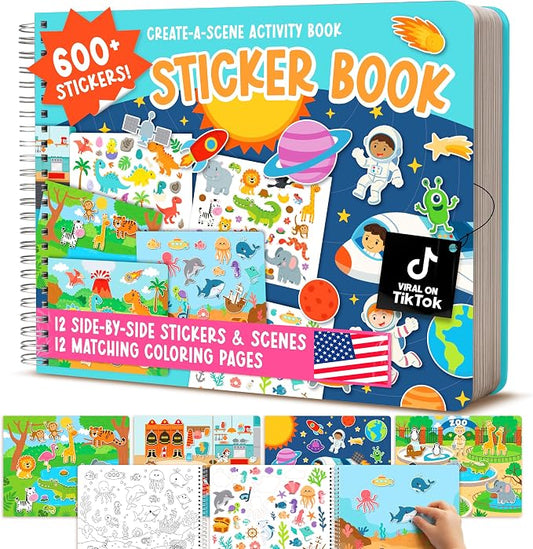 Sticker Books for Toddlers 2-4 Years Screen Free Activities Toddlers 3-5 | Toddler Sticker Book Preschool Learning Activities, Kids Stickers Ages 2-4, Quiet Activity Book, Kids Travel Activities