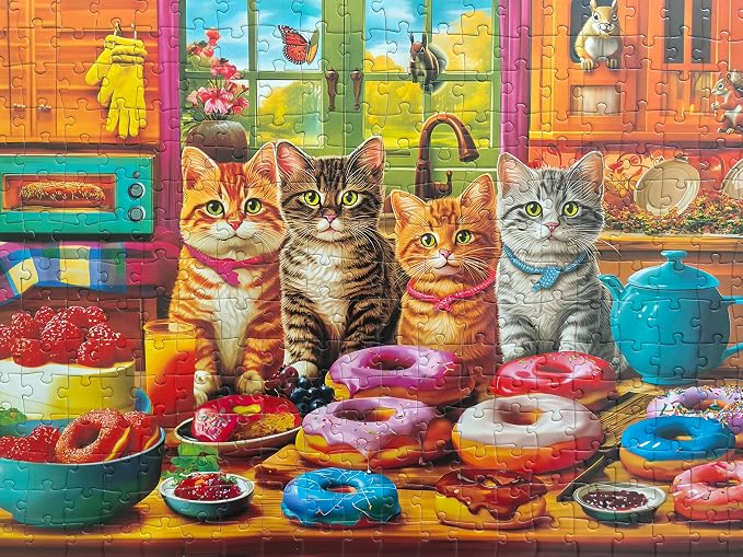 300 Piece Puzzles for Adults Kids Ages 6-8 8-12 - Kittens and Donuts | Gift for Kids