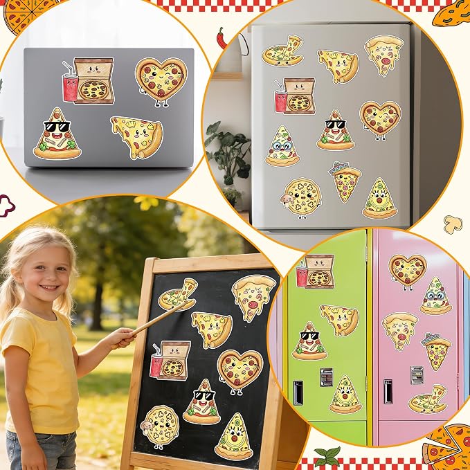 Pizza Coloring Arts Craft Kits - 30Pcs Pizzas Themed Color Your Own Magnets for Kids Delicious Pizza Blank DIY Coloring Magnets for Summer Holiday Party Fridge Refrigerator Classroom Activities Decors