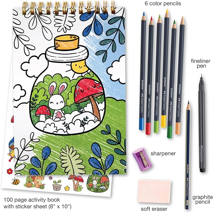 Faber-Castell Learn to Draw Enchanted Forest: Step-by-Step Drawing Kit with 100+ Activities, Goldfaber Colored Pencils, Stickers & More | Screen-Free Art Gift for Kids, Tweens & Beginners (Ages 8+)