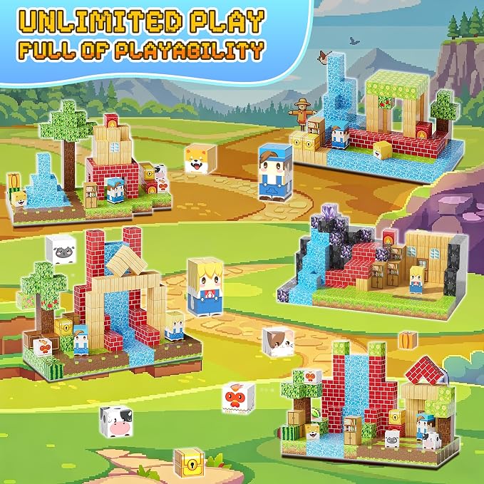 200PCS Magnetic Blocks, Magnetic Building Blocks, 0.63in Magnetic Building | STEM Game Stacking Toys for Kids, Birthday Gifts for Boys and Girls Age 3+ Years Old