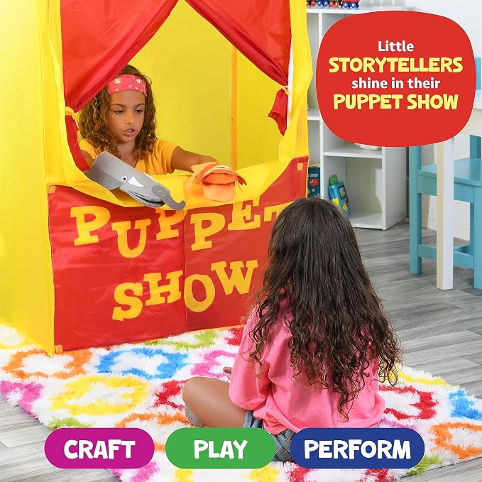 Hand Puppet Kit – Make Your Own Animal Characters, 10 Felt Pieces, Simple Step-by-Step Instructions, Arts & Crafts Activity for Kids, Role Play & Storytelling Birthday Gift