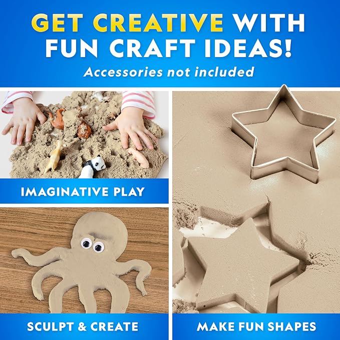 NATIONAL GEOGRAPHIC Moon Sand - 12 Lbs. of Play Sand with Castle Molds (Natural) - A Fun No Mess Sensory Activity, Kids Play Set, Sensory Bin Filler