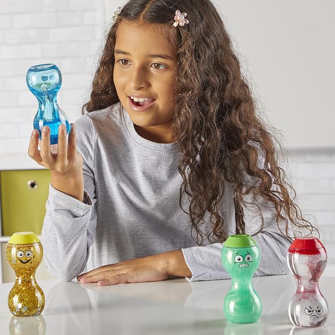 hand2mind Express Your Feelings Sensory Bottles-Primary Emotions | Toddler Sensory Toys, Quiet Fidgets for Classroom, Calm Down Corner Supplies, Social Emotional Learning, Mindfulness for Kids