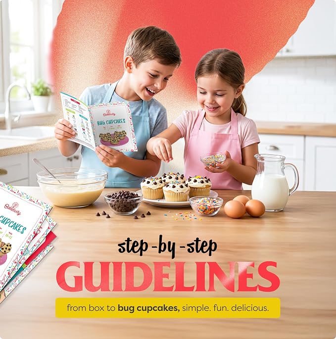 Baketivity Bug Cupcakes Kids Baking Kit with Pre-Measured Ingredients | Bake Delicious Bug Cupcakes DIY Activity Kit Includes Decorating Supplies, Easy Recipe, Great Gift for Boys & Girls Ages 6–12