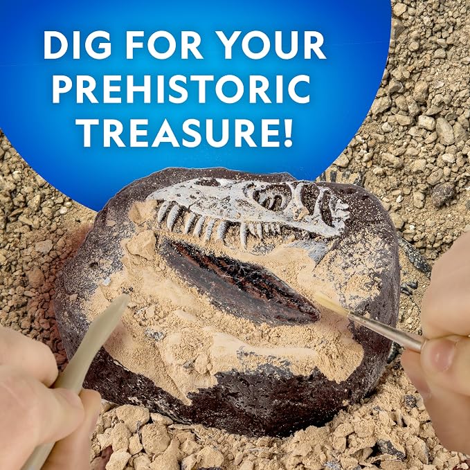 National Geographic Dinosaur Fossil Dig Kit with Dino Book for Kids 8-12 | Replica Dinosaur Tooth Fossil, Full-Color Dino Book, Excavation Tools, Paleontology Learning, STEM Activity