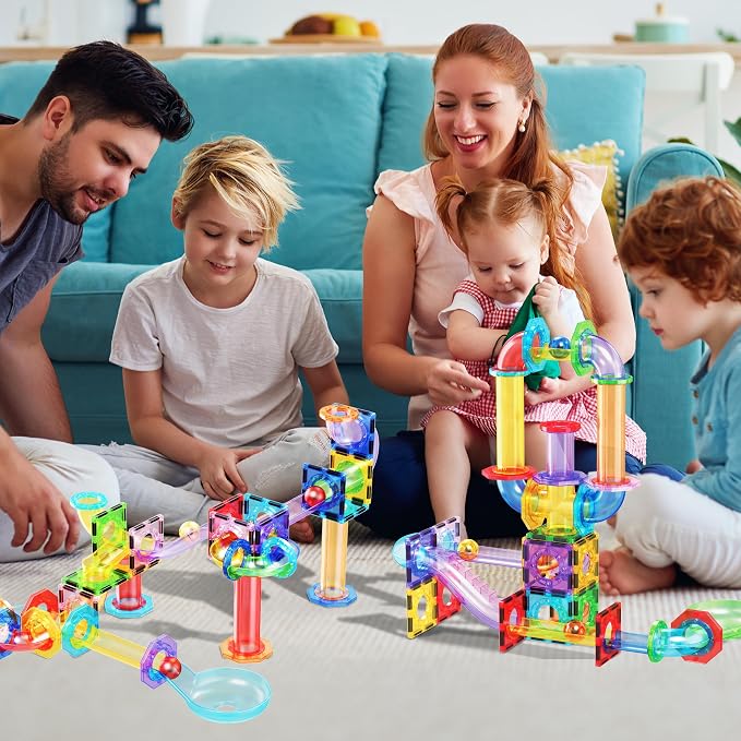 PicassoTiles Magnetic Marble Run Add-On Expansion Pack for Magnet Tile Building Blocks Maze Construction Toy Kit Educational STEM Learning Enhances Creativity Imagination Children Ages 3+ PTG01