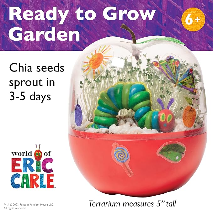 Creativity for Kids The Very Hungry Caterpillar: Ready to Grow Garden - Summer Activities | Science Terrarium Kit Inspired from The World of Eric Carle Books, Education Gifts for Kids (Ages 6+)