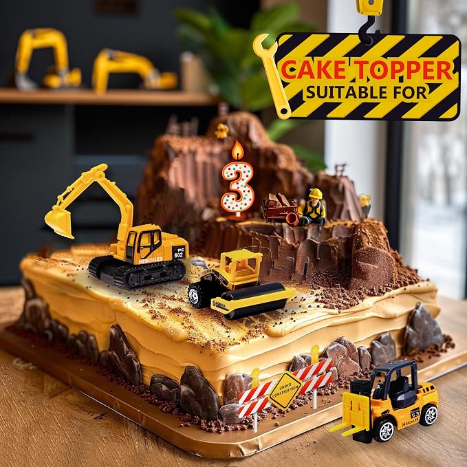 Oriate Diecast Small Toy Construction Vehicles, 6PCS Construction Toys Set | Bulldozers Forklift Excavator Alloy Construction Trucks, mini Toy Cars Model for Kids 3-5, Boys Girls Birthday Christmas Gift