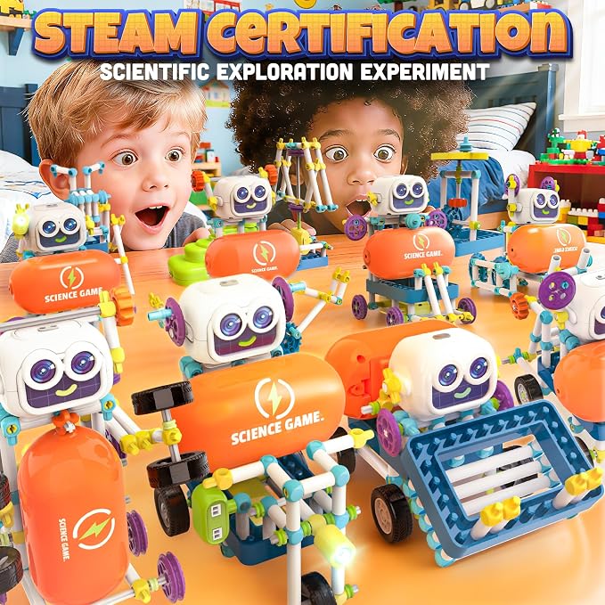 SMILESSKIDDO 120-in-1 Science Robot Kit STEM Learning & Education Toy | 120+ Experiments, Build a Robot, Step-by-Step Guide, Educational Gift for Boys & Girls, STEM Learning, Ages 5+