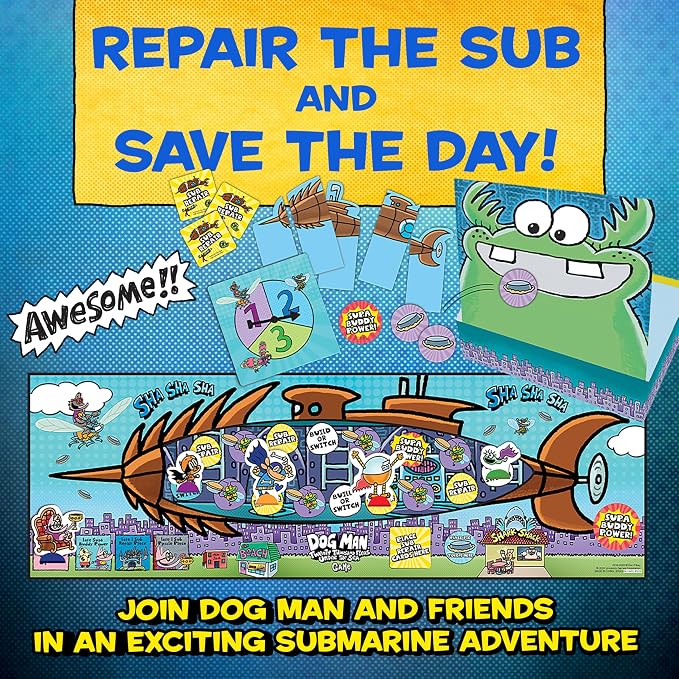Dog Man Twenty Thousand Fleas Under the Sea Board Game, Ages 6+