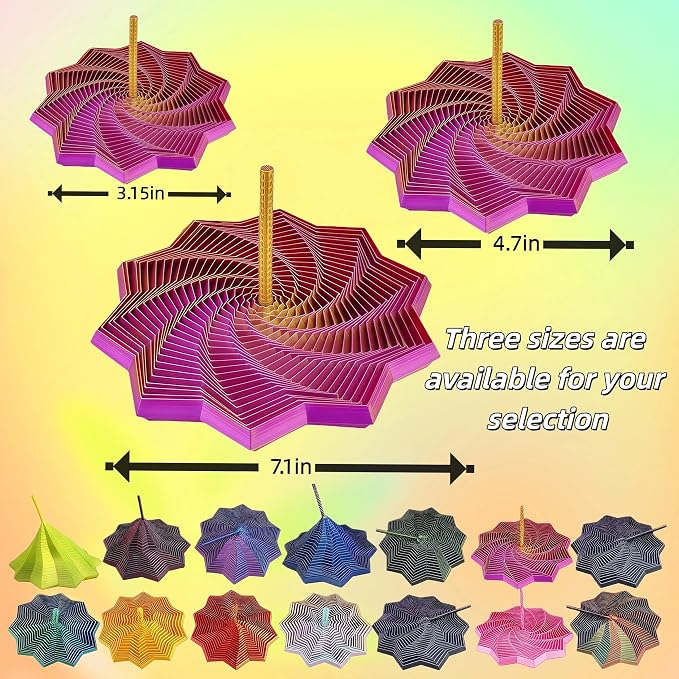 3D Printed Expanded Sensory Fidget Star - 2025 Sensory Fidget Star with Handle, Multi-Colored Whirling Spiral 3D Fidget Toy, Multiple Ways to Play for Adult Relieving Stress (Black Red,6.7in)
