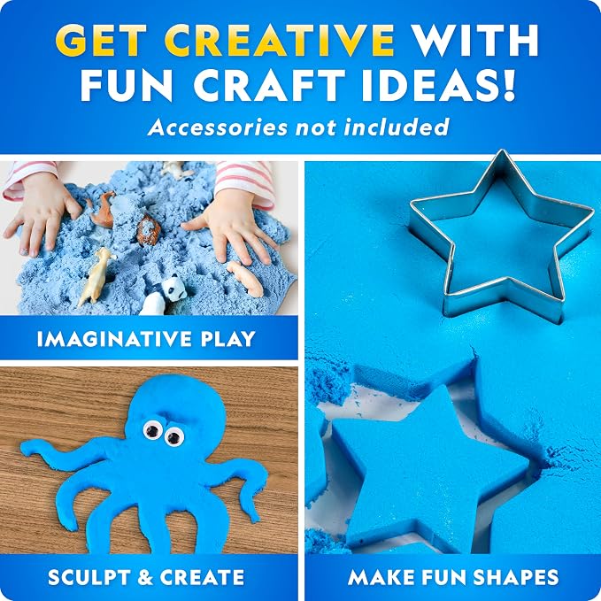 National Geographic Moon Sand 24 Lb. Bulk Play Set with 6 Castle Molds | Blue Color, 24 Lbs. of Moldable Play Sand, 6 Castle Molds, No-Mess Sensory Activity, Sensory Bin Filler, Creative Building