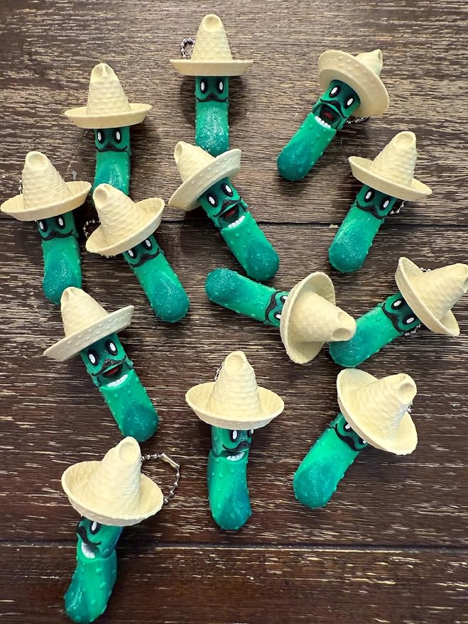 Tickle Pickle Fidget Toy - Pickle Fidget - Fidget Toy (Sombrero Keychain)